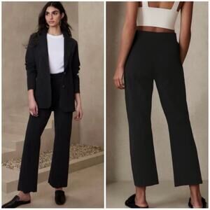 Banana Republic TALL Milano Flare Cropped Sweater Pant Black M 579861